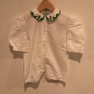 Girl hand embroidered button down shirt 4